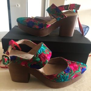 Free People Wooden Floral Heels - Sz. 41